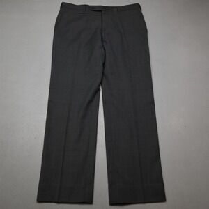 Bespoke 33x32 Gray Super 120s Merino Wool Flat Front Straight Dress Mens Pants